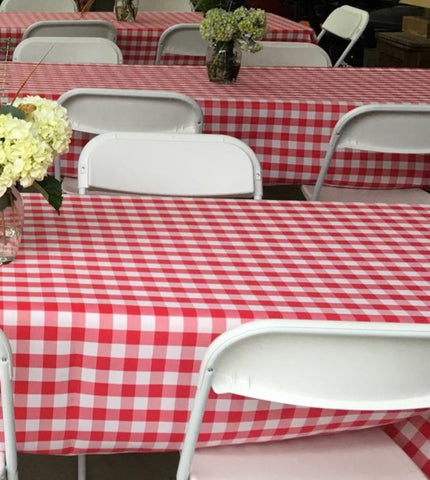 Linen Red White Checkered Square 85"