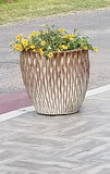 Floral Woodsy Look Ceramic Planter Pair