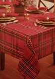 Linen Red Tartan Plaid Rectangle 60" x 84"
