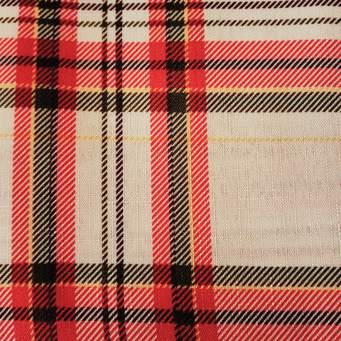 Linen Red White Tarten  Plaid Rectangle 60"x 104"