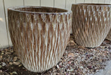 Floral Woodsy Look Ceramic Planter Pair